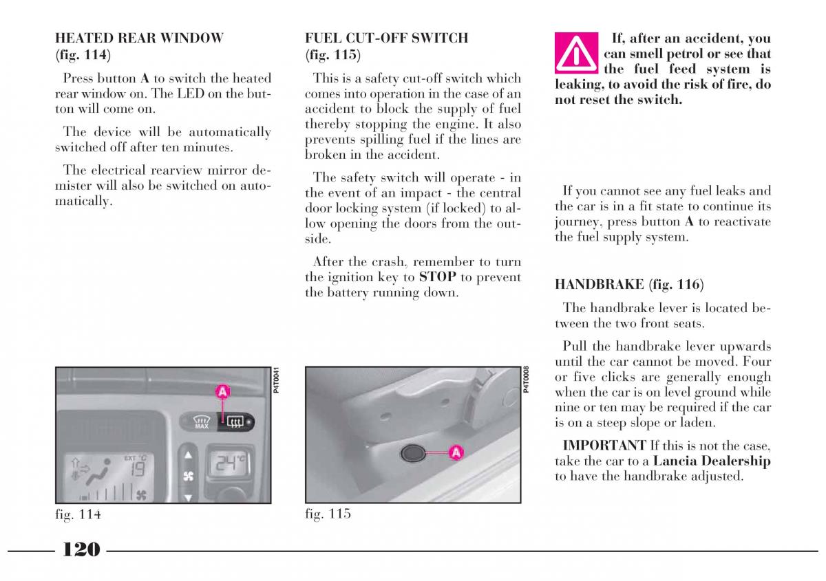 Lancia Lybra owners manual / page 121