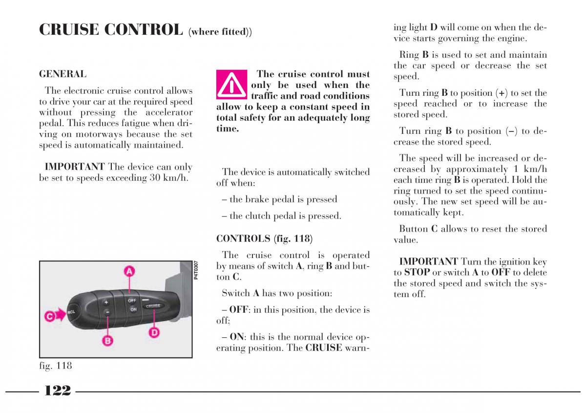 Lancia Lybra owners manual / page 123