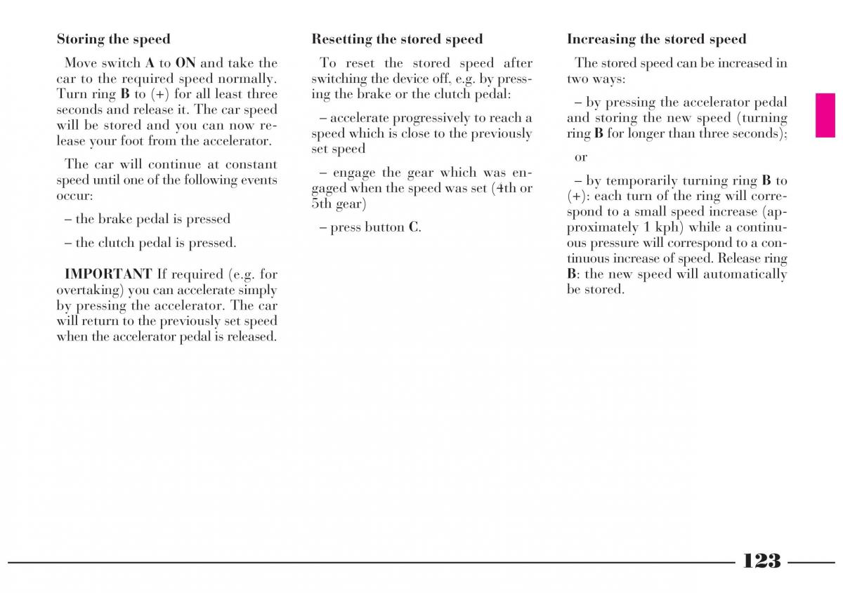 Lancia Lybra owners manual / page 124