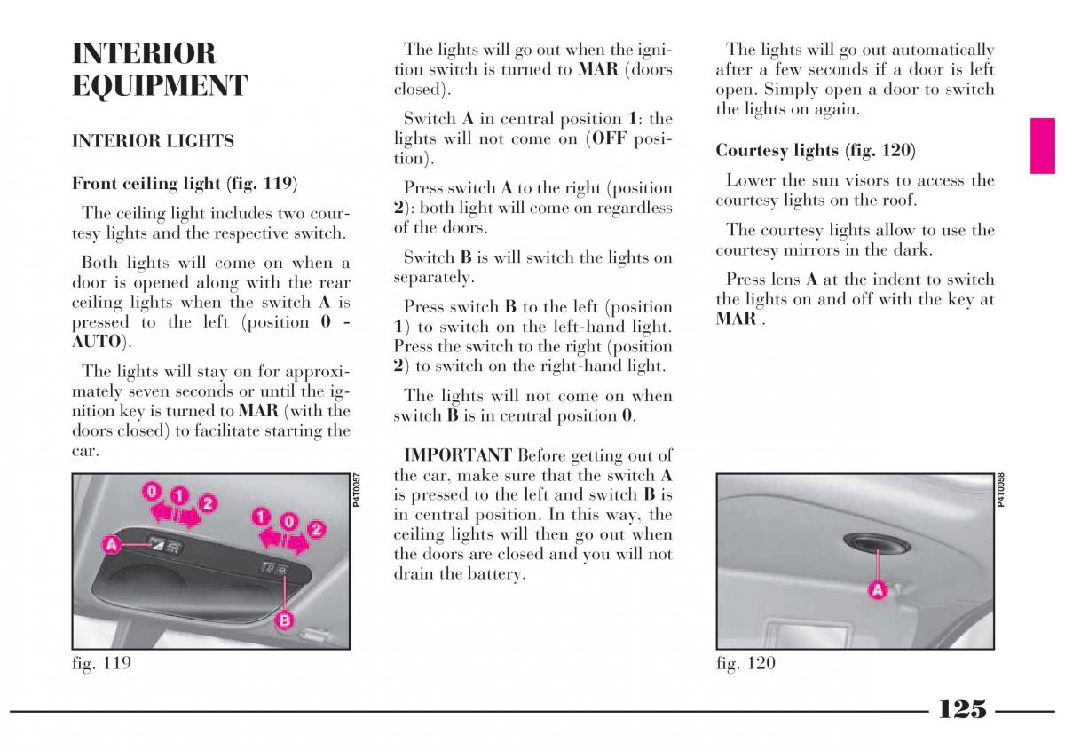 Lancia Lybra owners manual / page 126