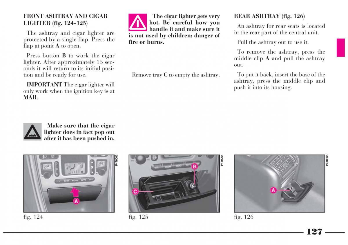 Lancia Lybra owners manual / page 128