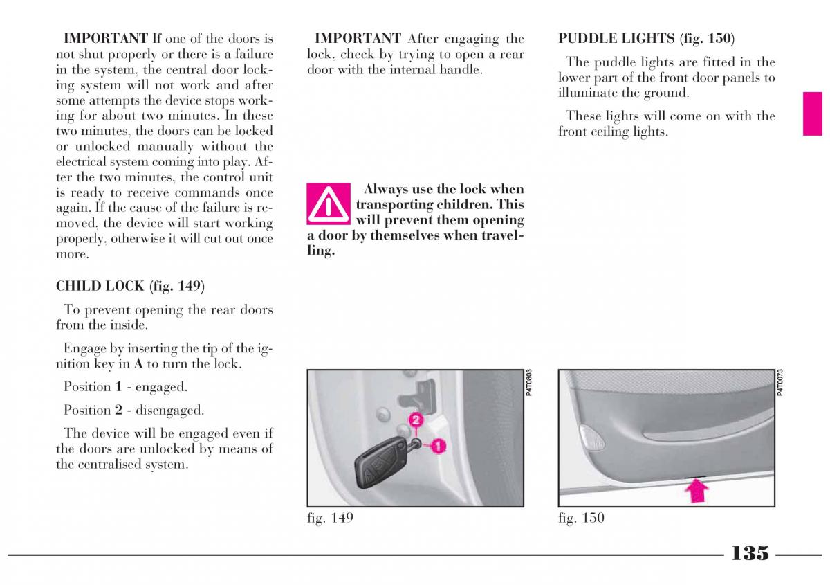 Lancia Lybra owners manual / page 136