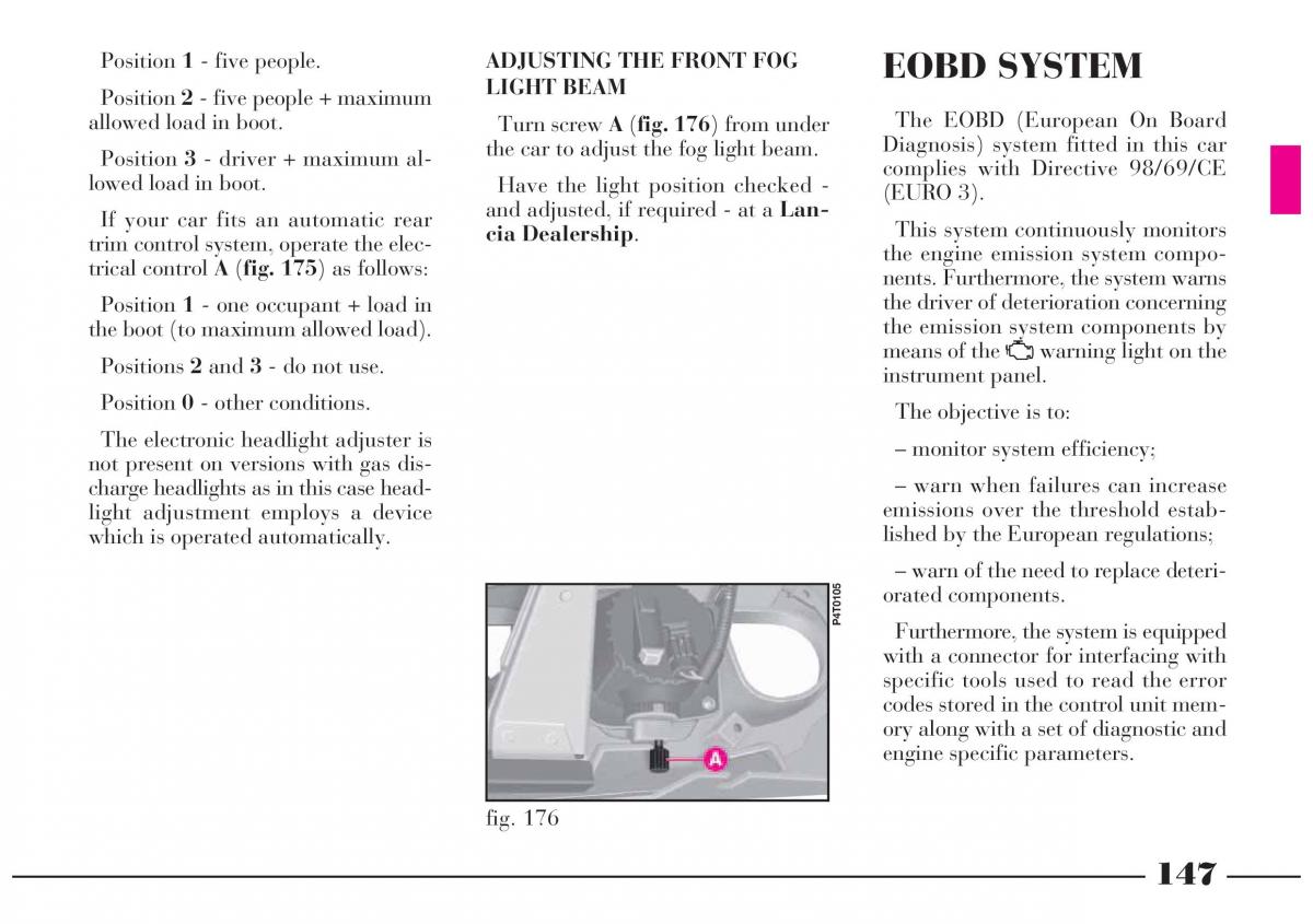 Lancia Lybra owners manual / page 148