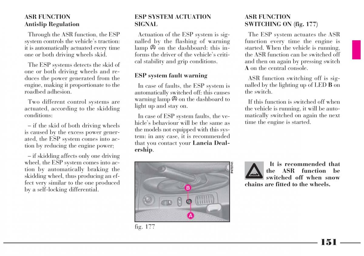 Lancia Lybra owners manual / page 152