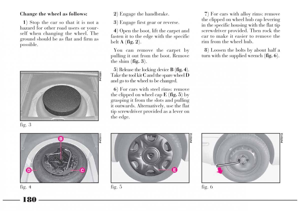 Lancia Lybra owners manual / page 181