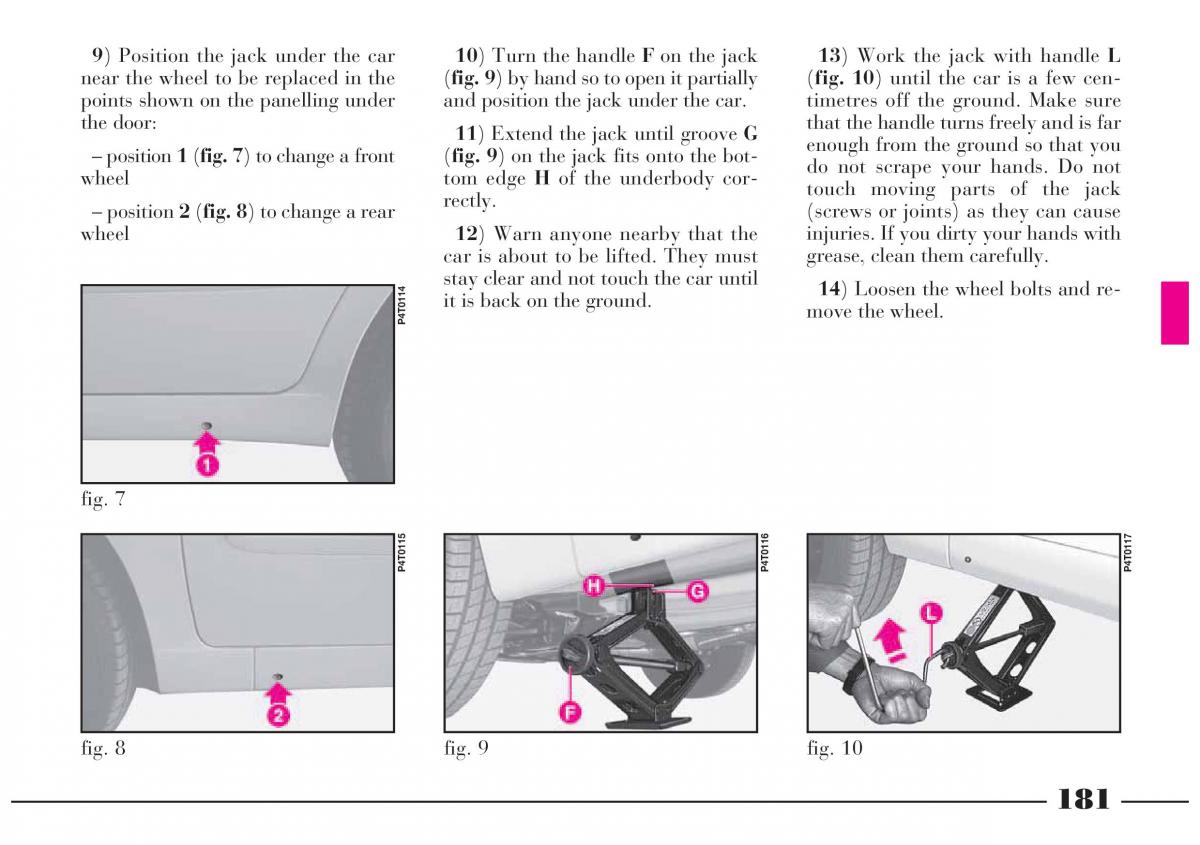 Lancia Lybra owners manual / page 182