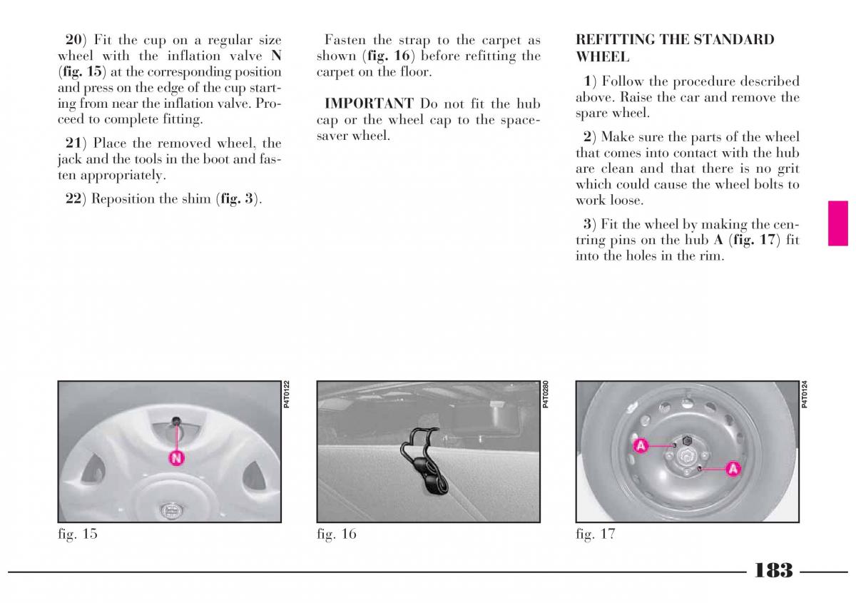 Lancia Lybra owners manual / page 184