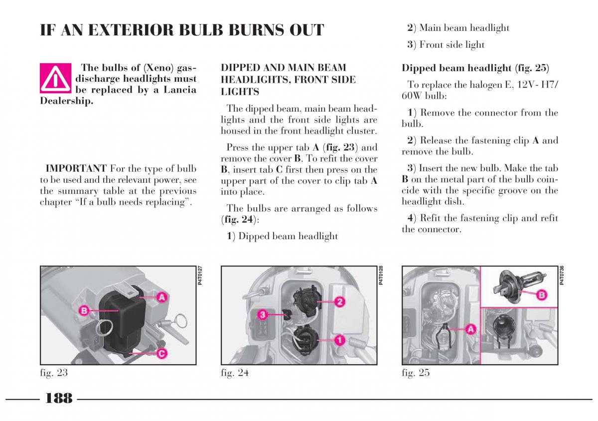 Lancia Lybra owners manual / page 189