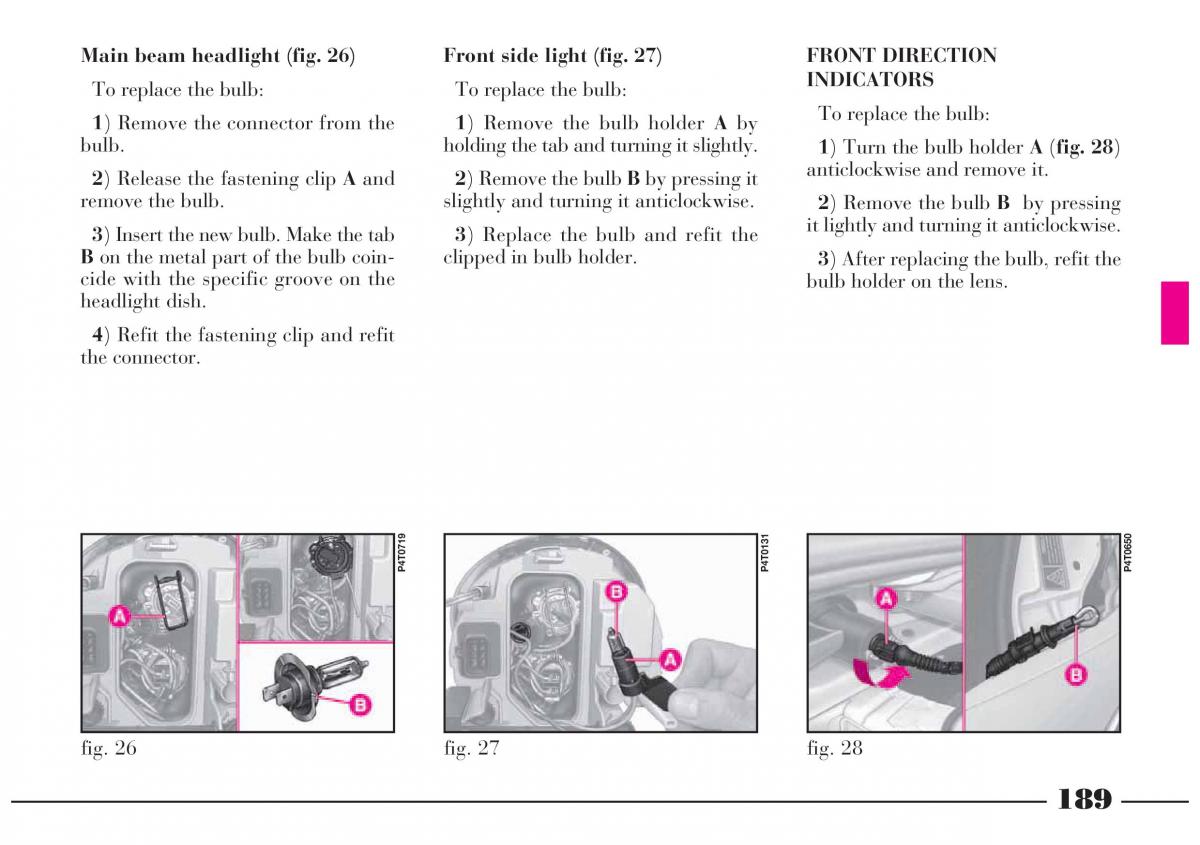 Lancia Lybra owners manual / page 190