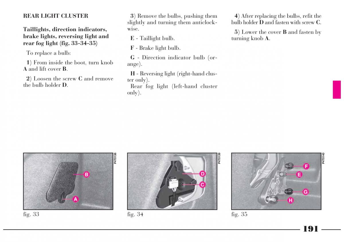 Lancia Lybra owners manual / page 192