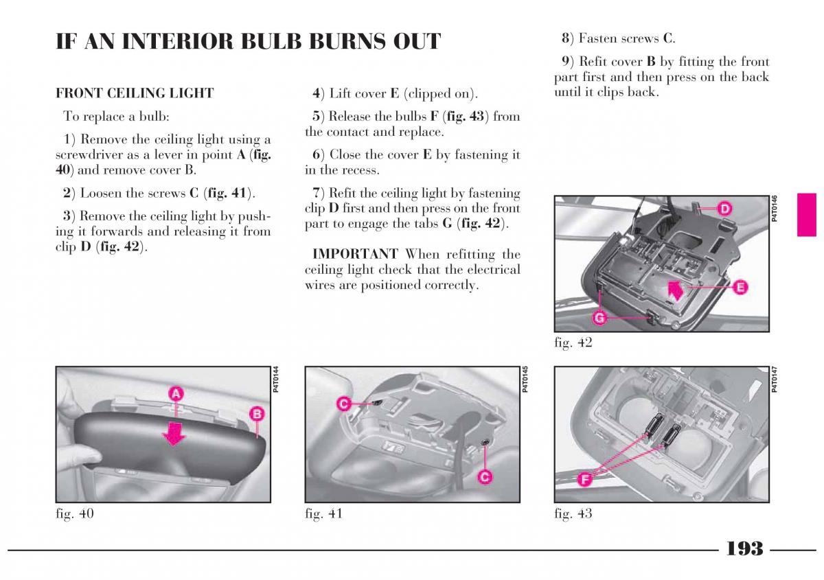 Lancia Lybra owners manual / page 194