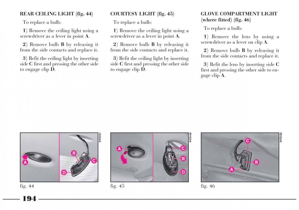 Lancia Lybra owners manual / page 195