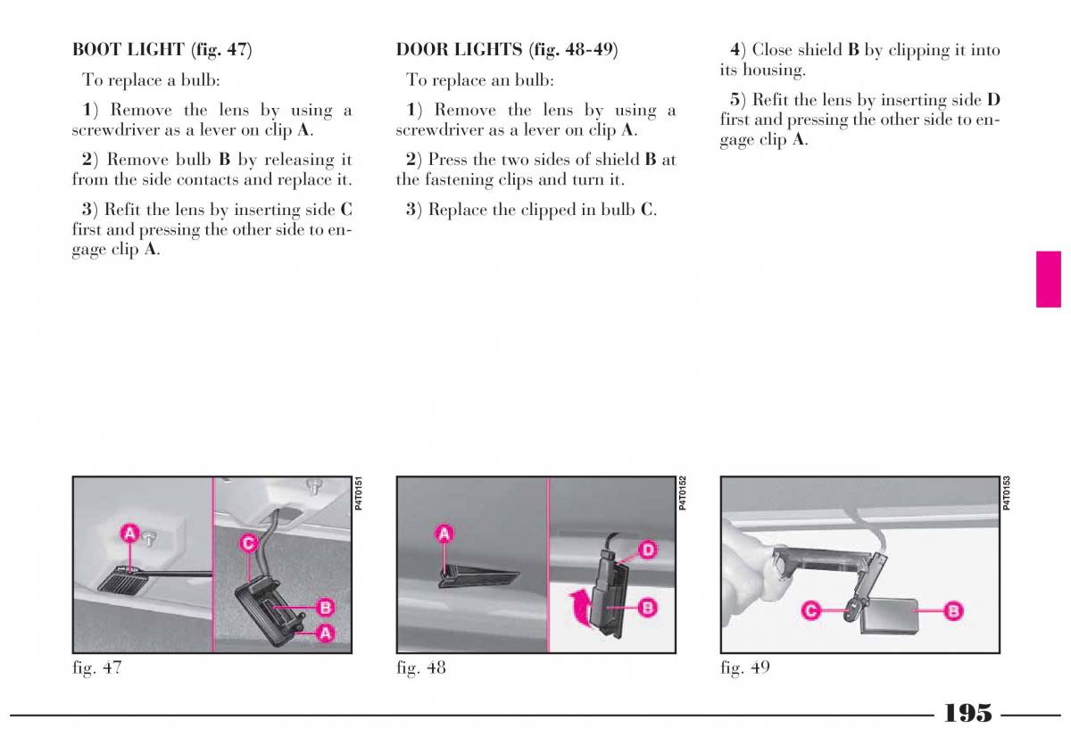 Lancia Lybra owners manual / page 196