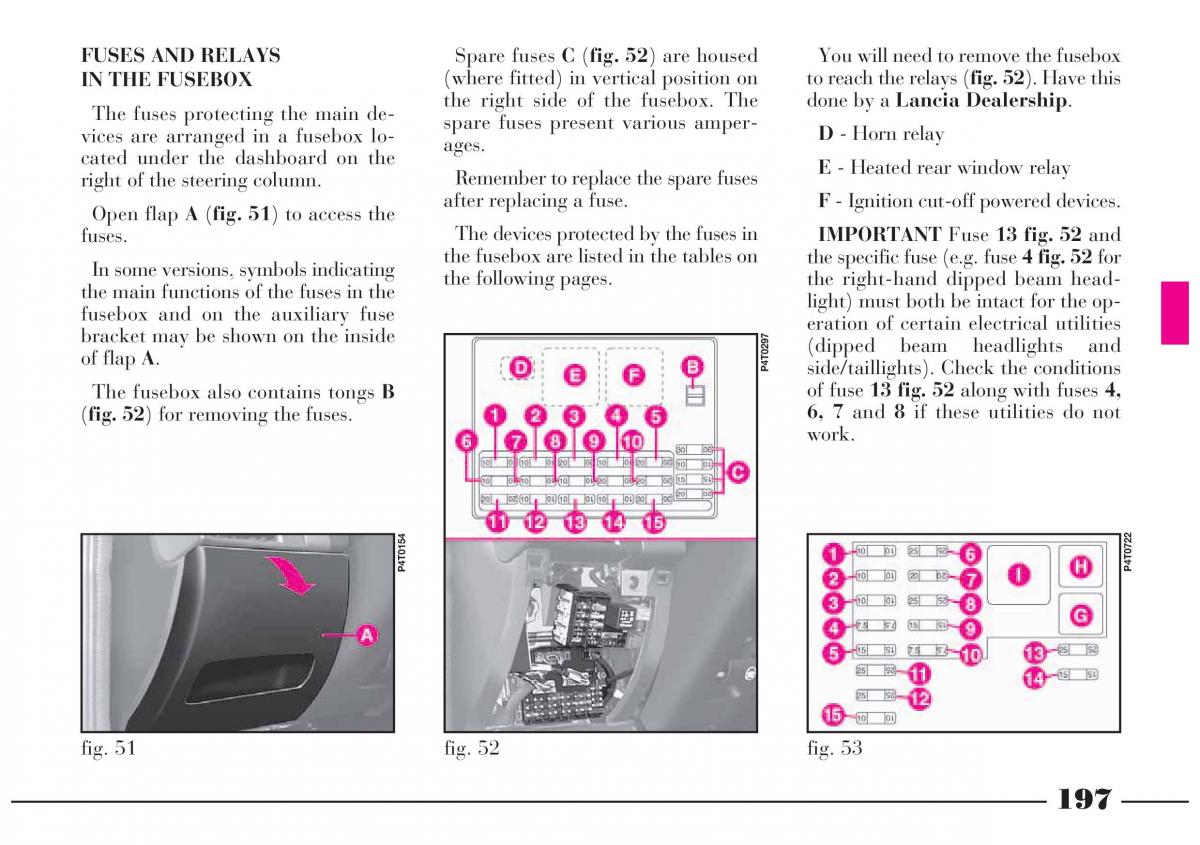 Lancia Lybra owners manual / page 198