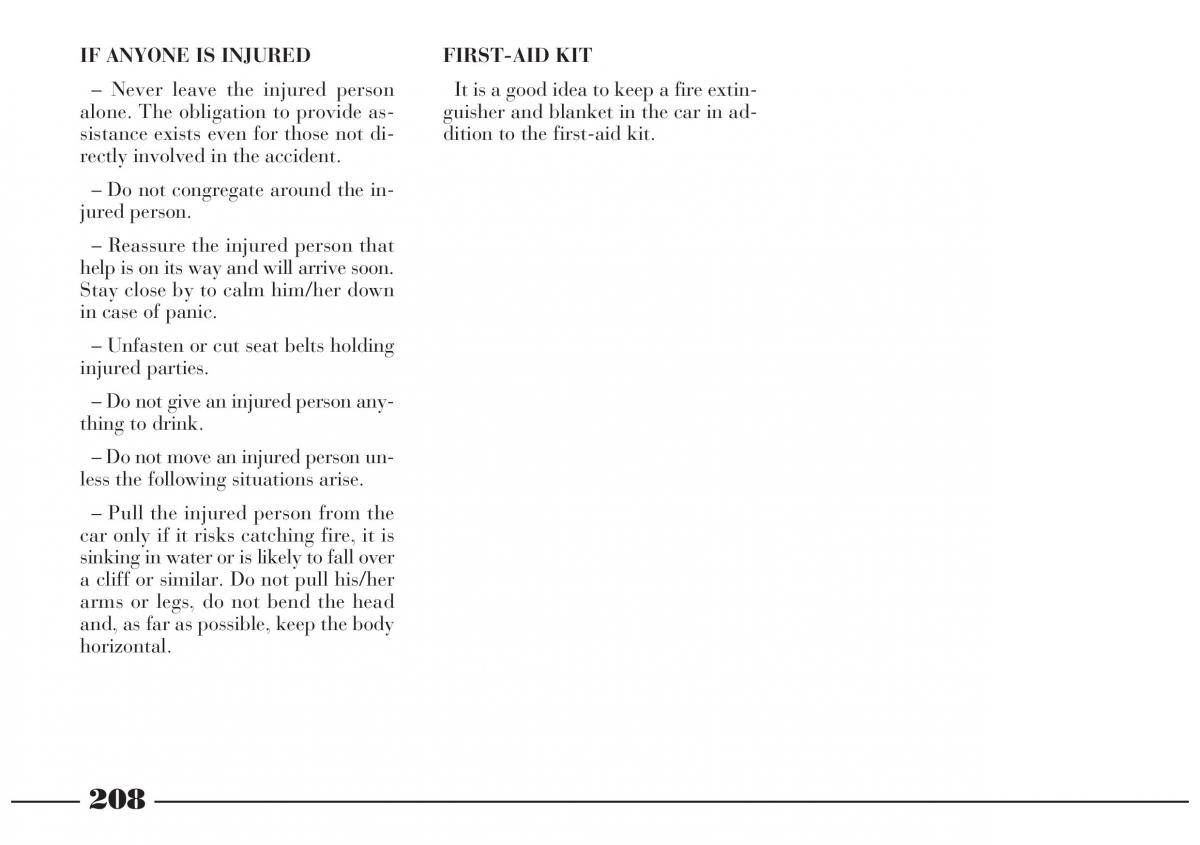 Lancia Lybra owners manual / page 209