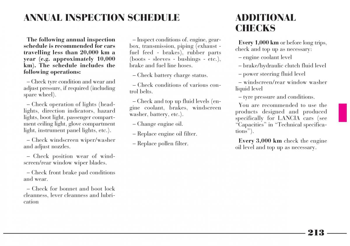 Lancia Lybra owners manual / page 214