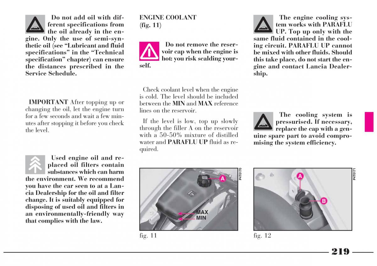 Lancia Lybra owners manual / page 220