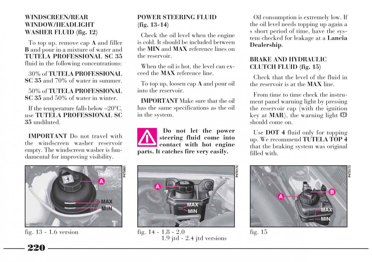 Lancia Lybra owners manual / page 221