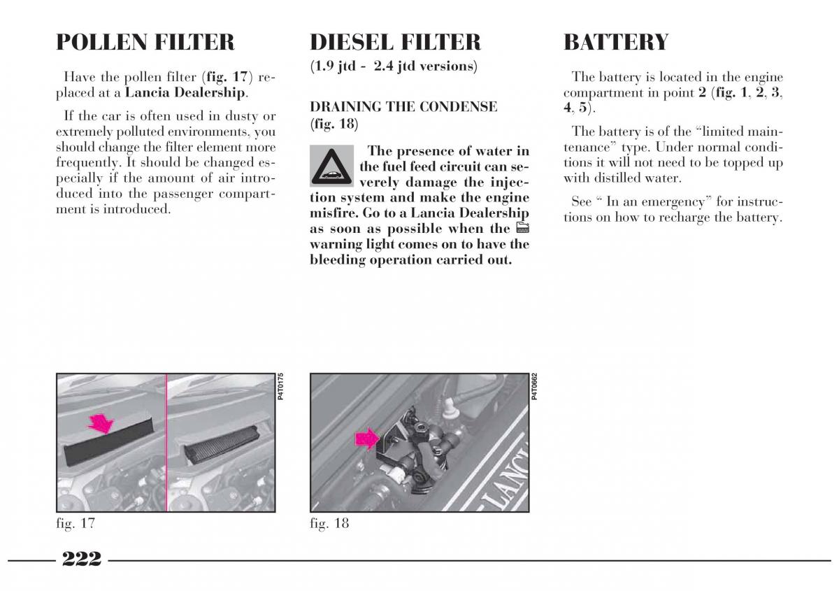 Lancia Lybra owners manual / page 223