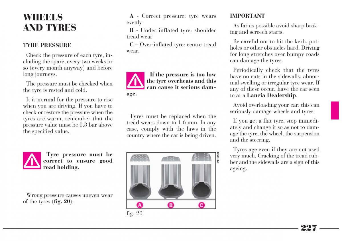 Lancia Lybra owners manual / page 228