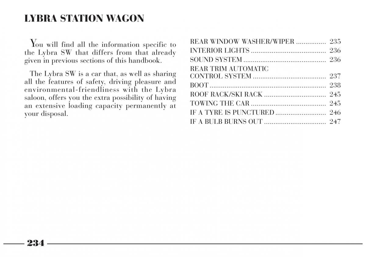 Lancia Lybra owners manual / page 235