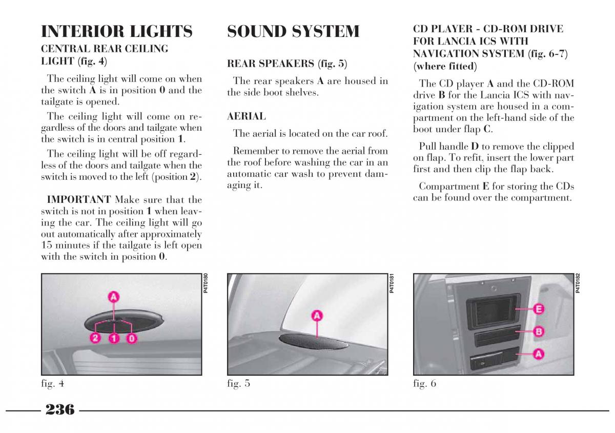 Lancia Lybra owners manual / page 237