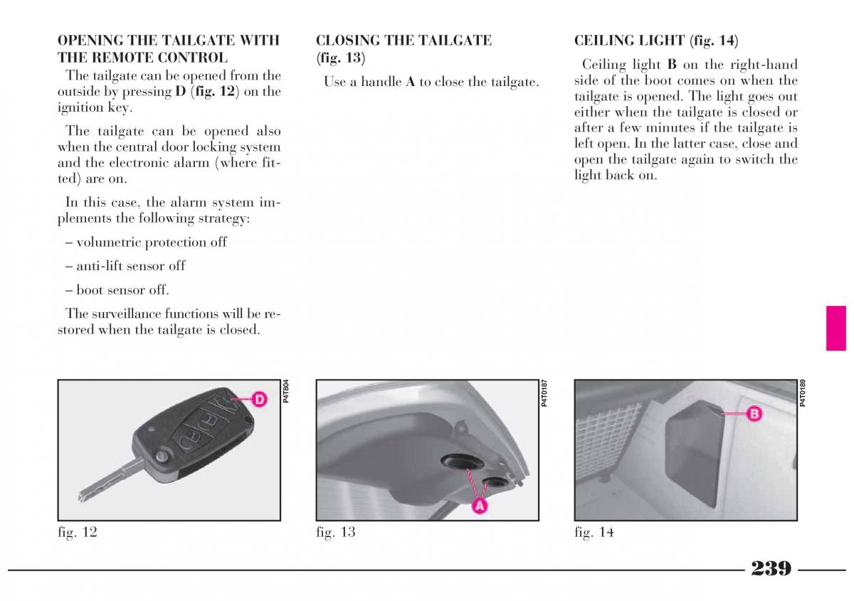 Lancia Lybra owners manual / page 240