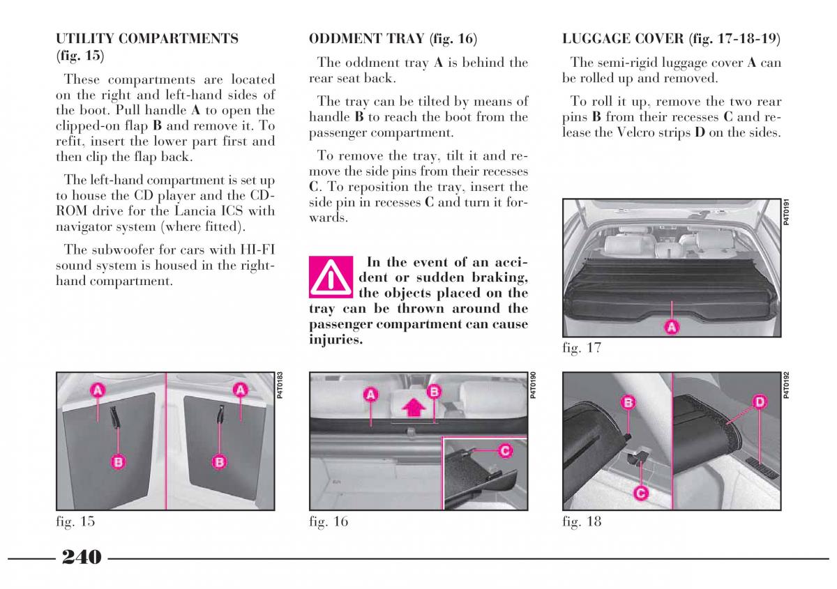 Lancia Lybra owners manual / page 241