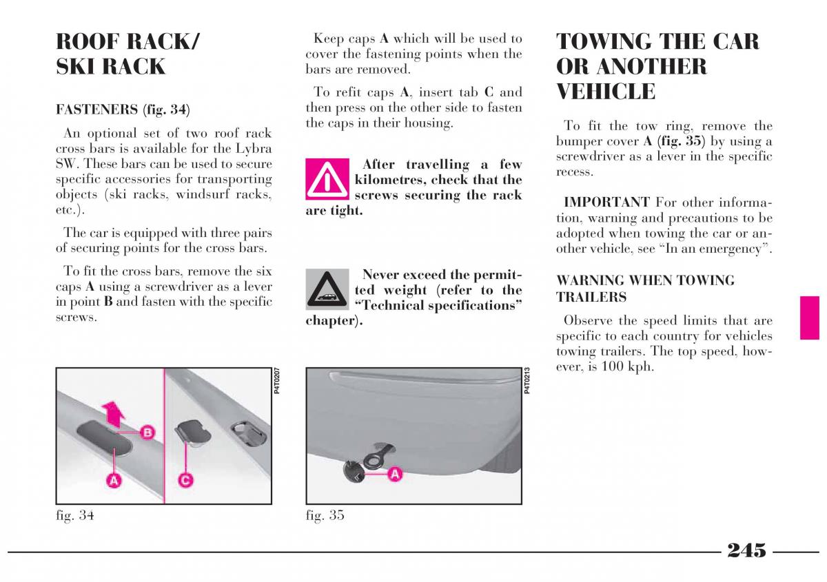 Lancia Lybra owners manual / page 246