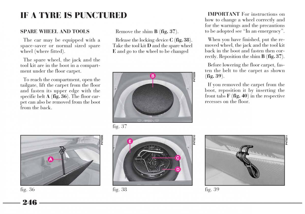 Lancia Lybra owners manual / page 247