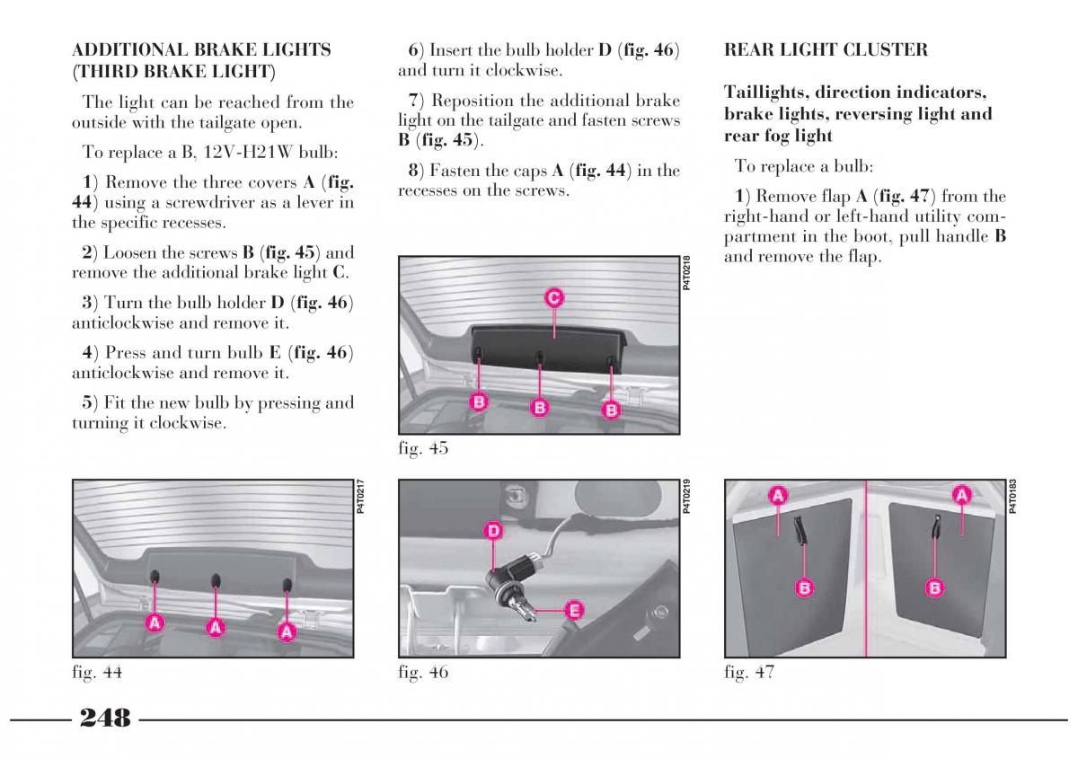 Lancia Lybra owners manual / page 249