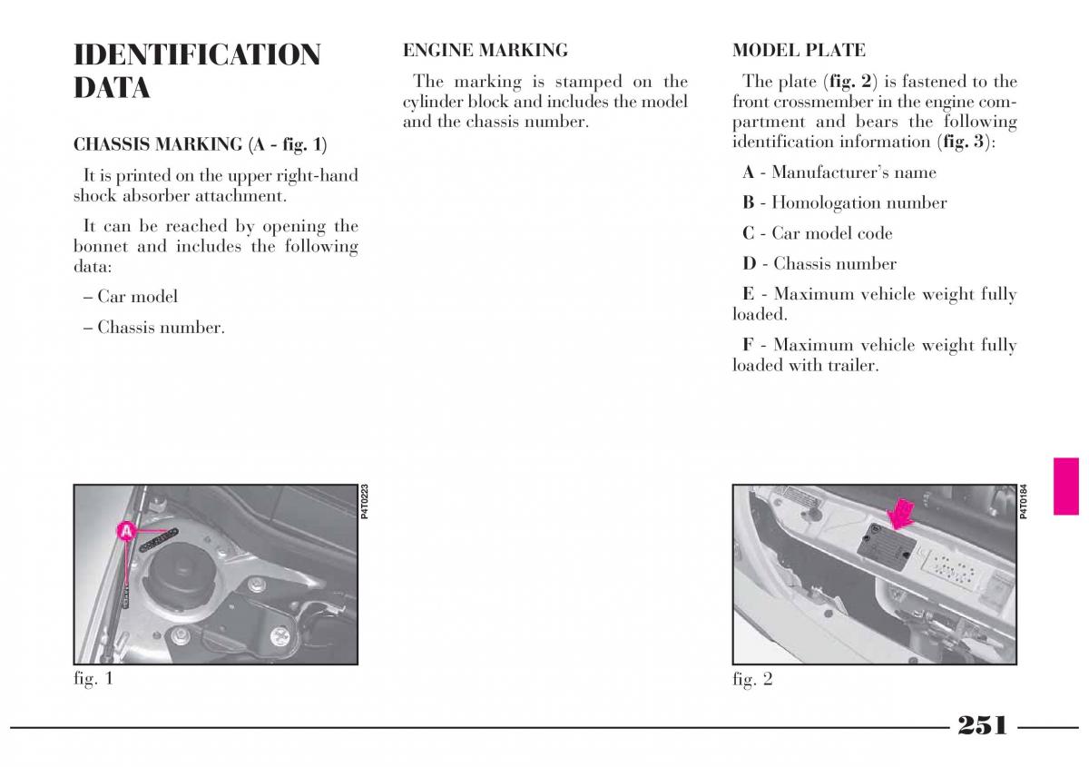 Lancia Lybra owners manual / page 252