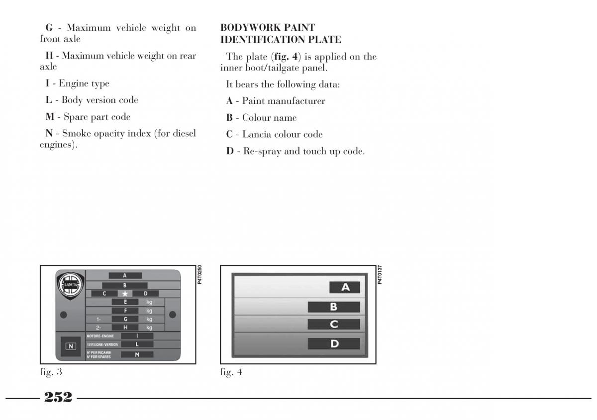 Lancia Lybra owners manual / page 253