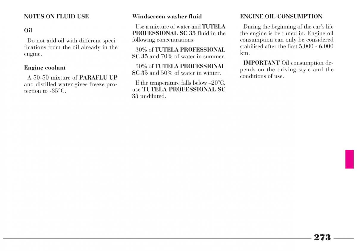 Lancia Lybra owners manual / page 274