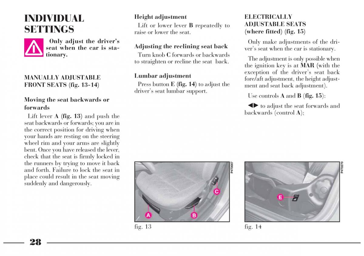 Lancia Lybra owners manual / page 29