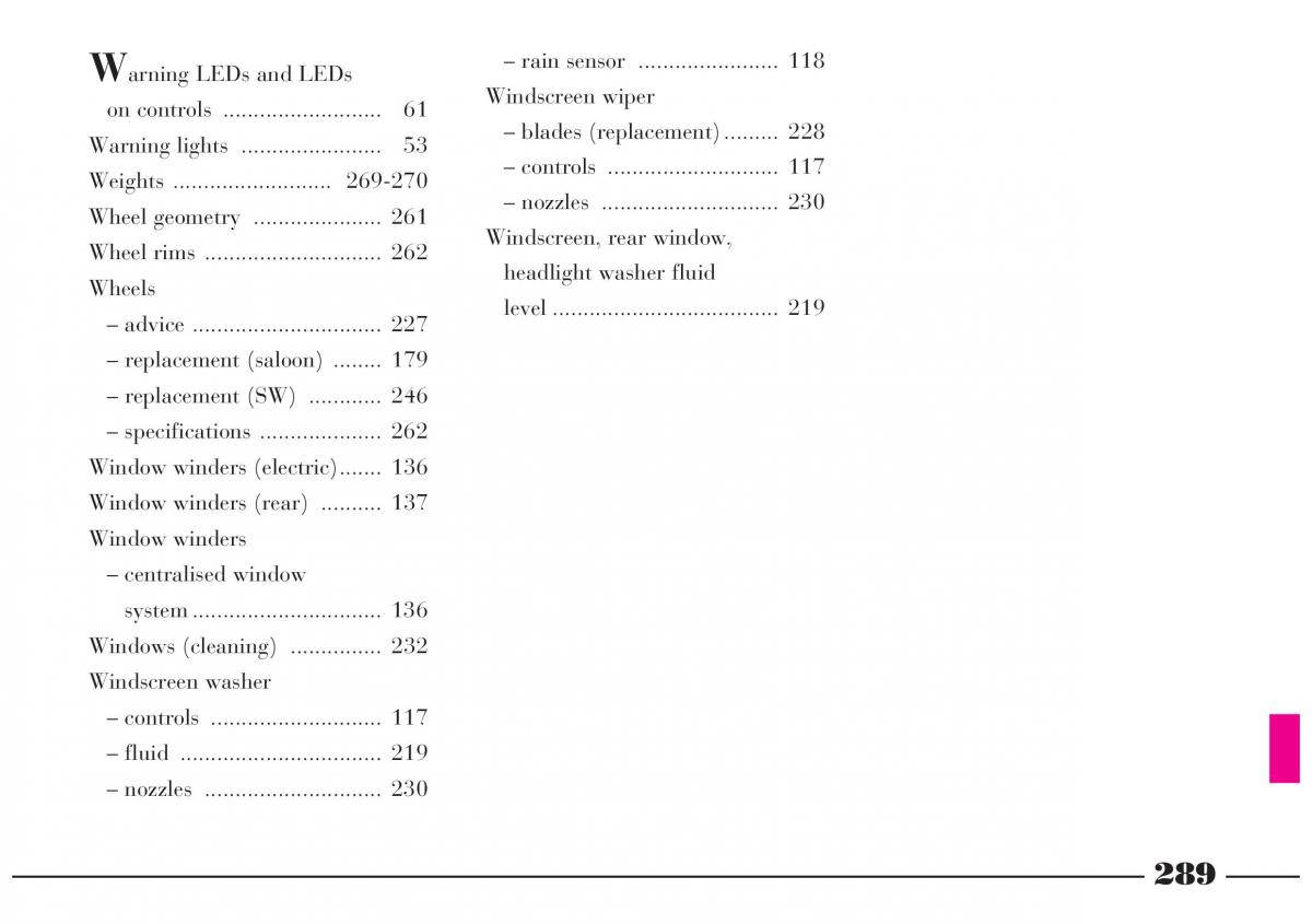 Lancia Lybra owners manual / page 290