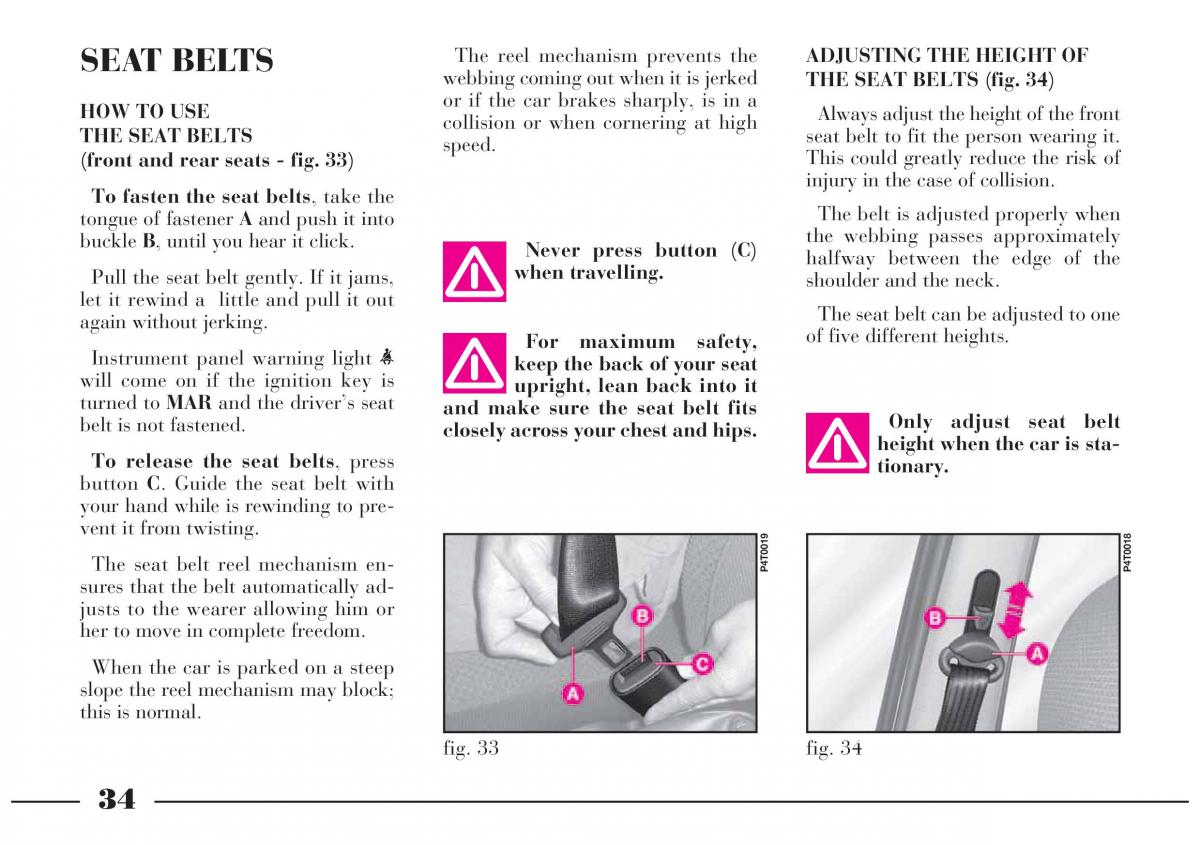 Lancia Lybra owners manual / page 35