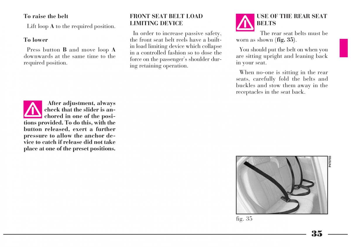 Lancia Lybra owners manual / page 36