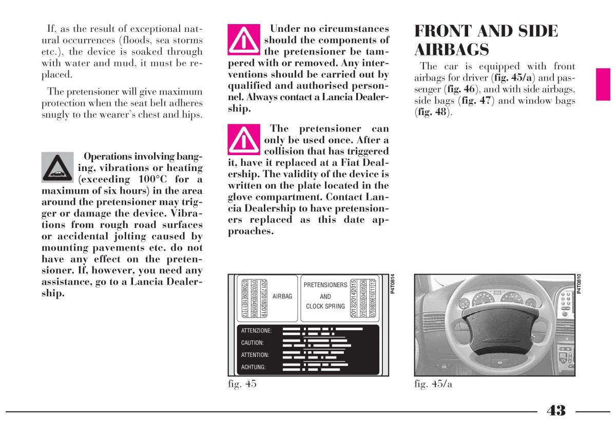 Lancia Lybra owners manual / page 44