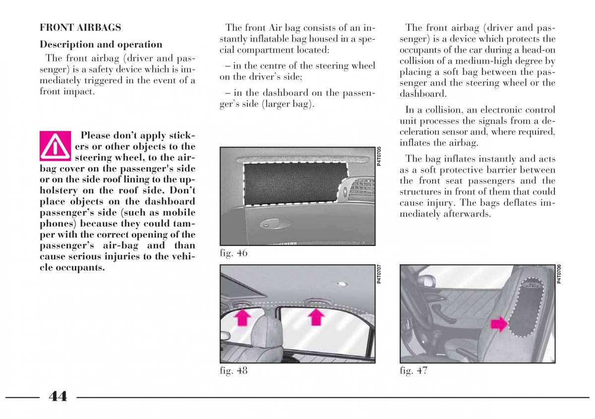 Lancia Lybra owners manual / page 45