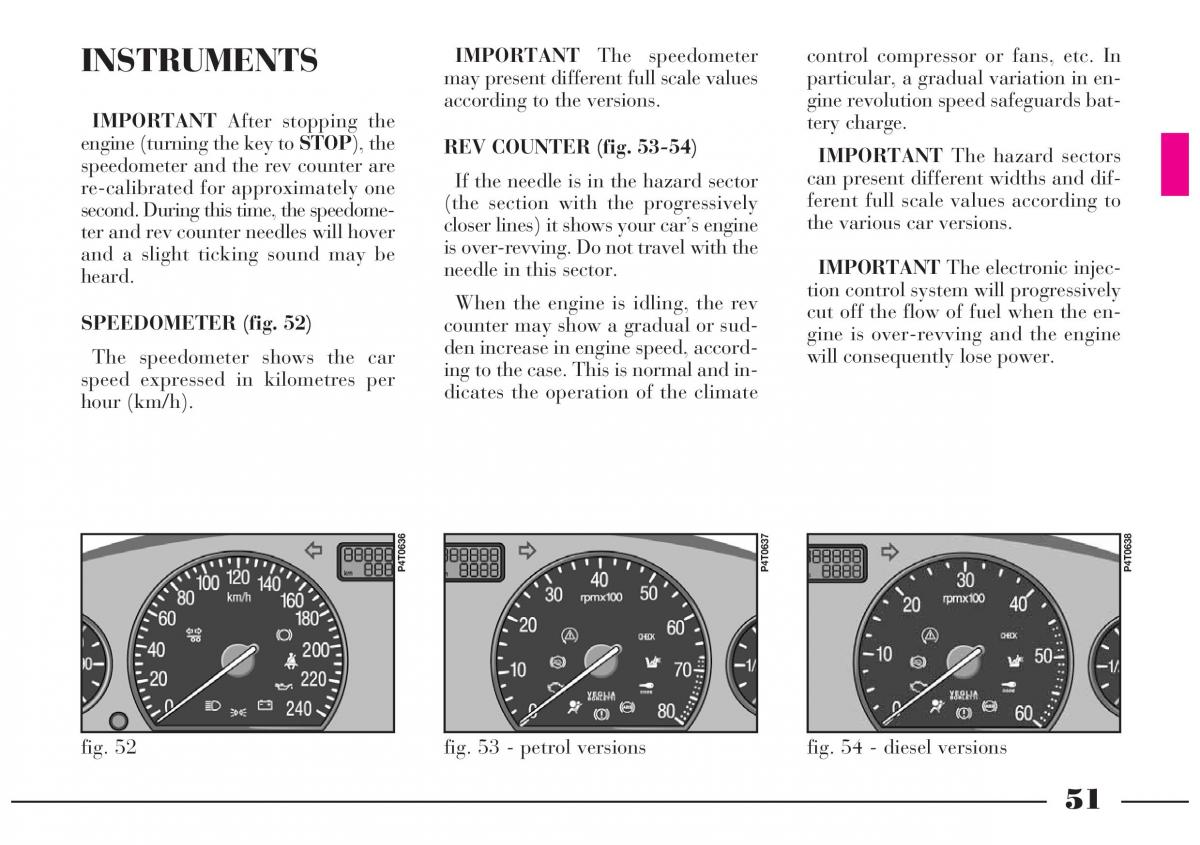 Lancia Lybra owners manual / page 52