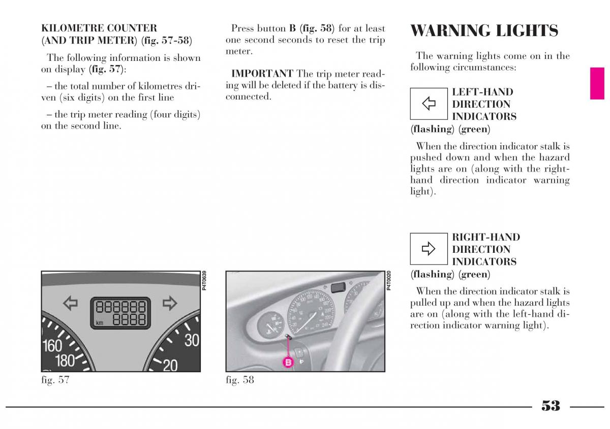 Lancia Lybra owners manual / page 54