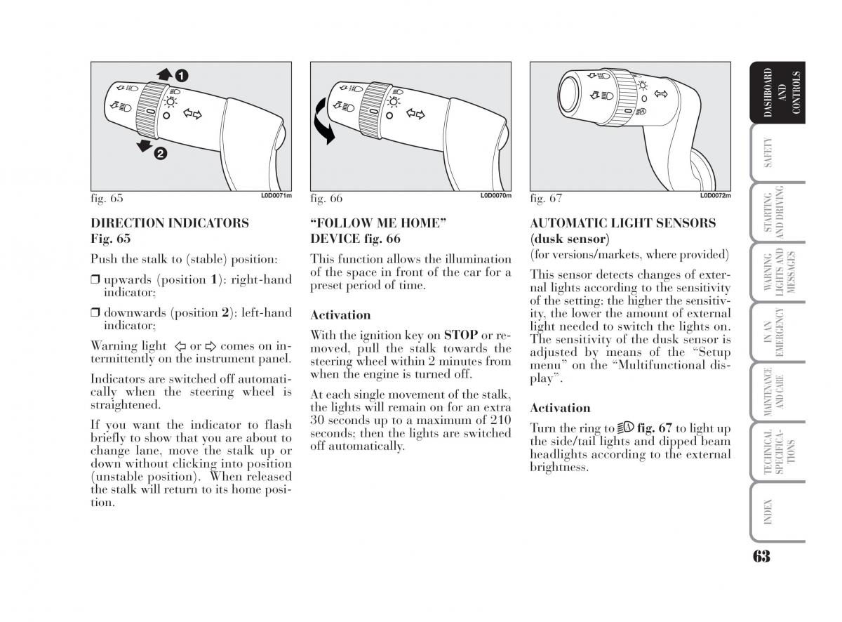 Lancia Musa owners manual / page 64