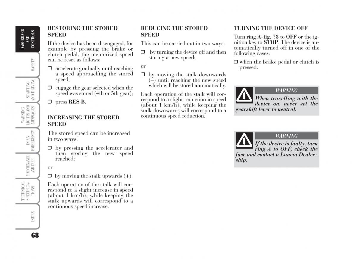 Lancia Musa owners manual / page 69