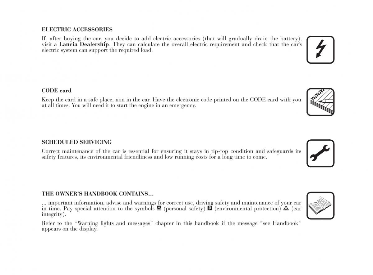 Lancia Musa owners manual / page 7