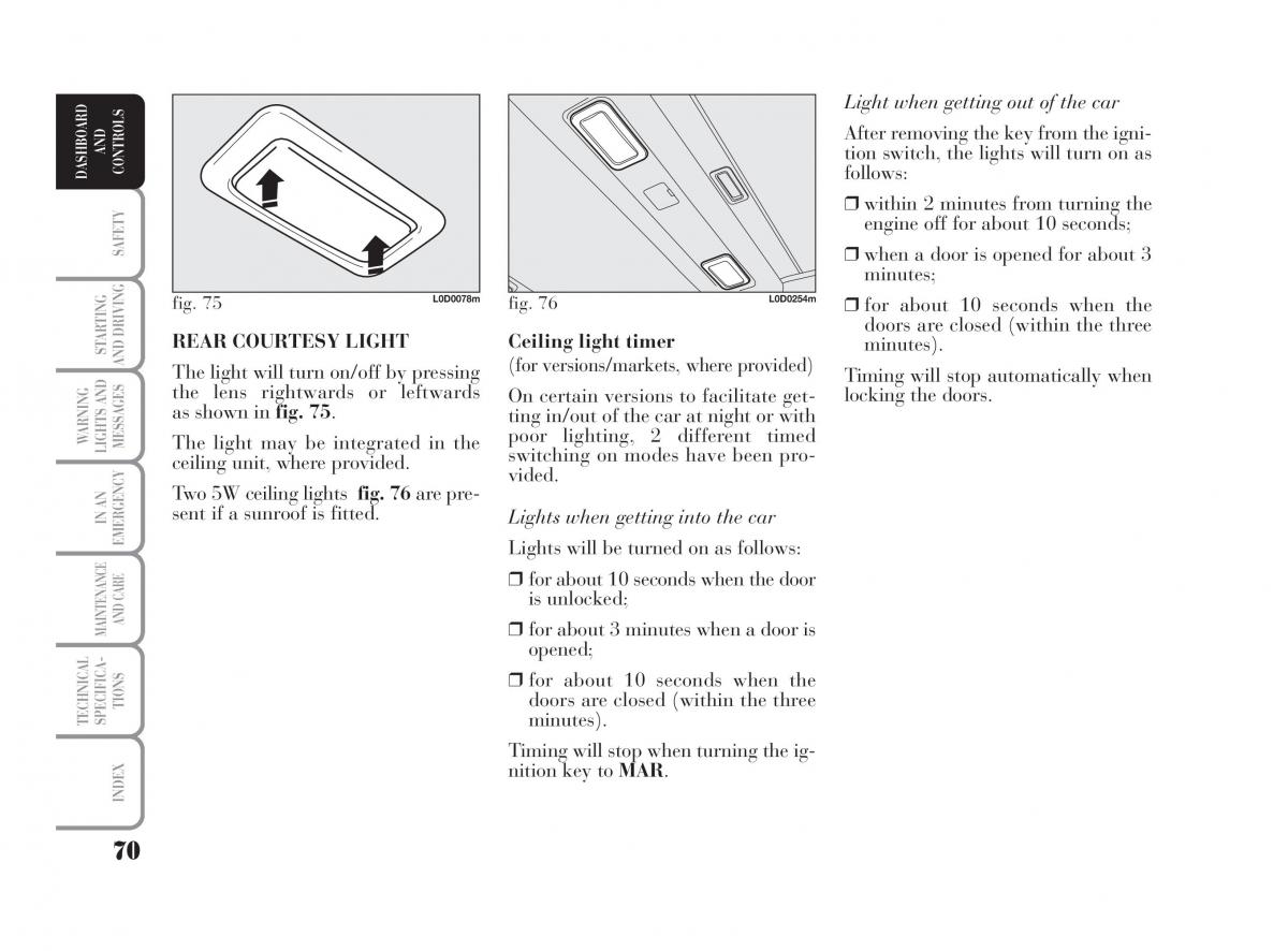 Lancia Musa owners manual / page 71