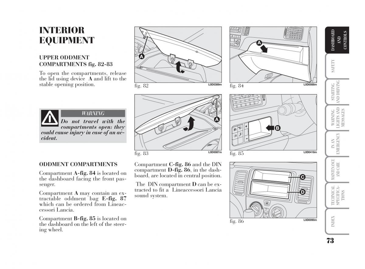 Lancia Musa owners manual / page 74