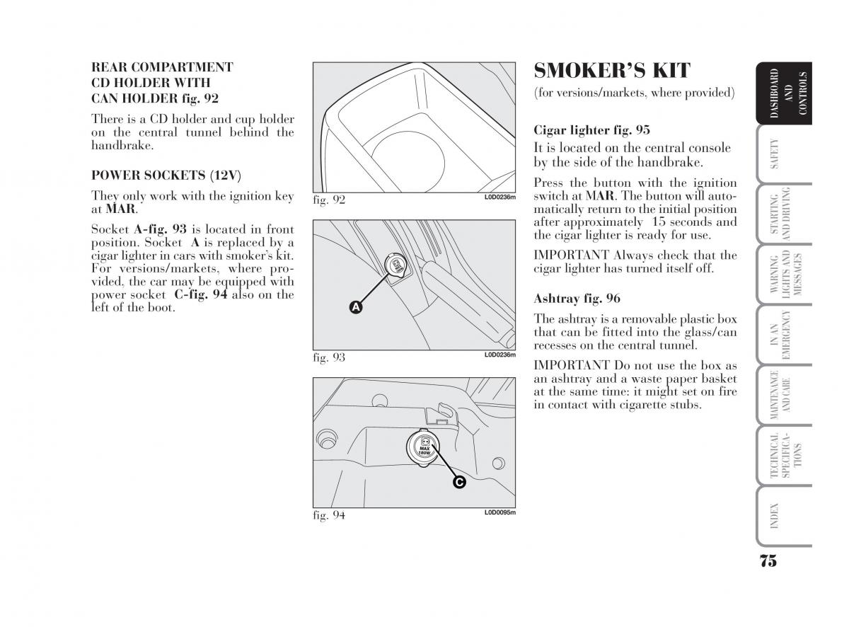 Lancia Musa owners manual / page 76