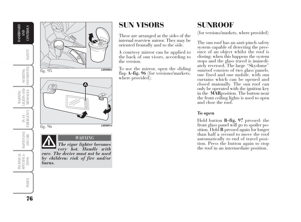 Lancia Musa owners manual / page 77