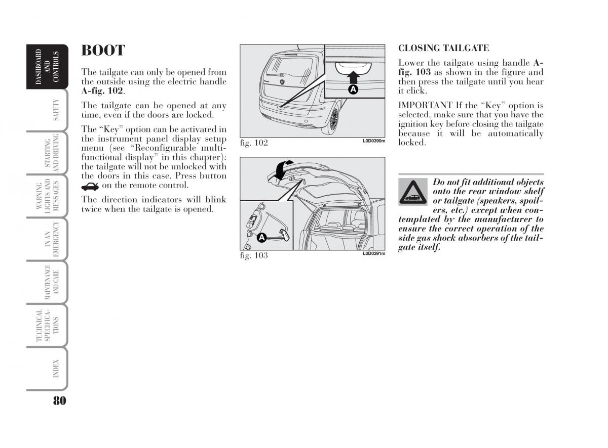 Lancia Musa owners manual / page 81